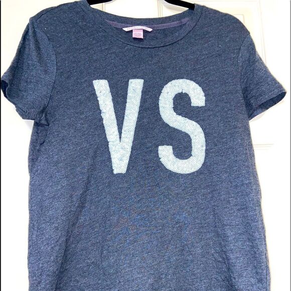 Victoria's Secret Tops - Victoria's Secret Navy Blue Short Sleeve Tee with White VS Logo